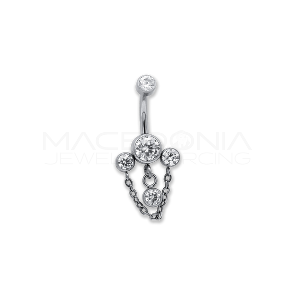 Banana in Titanio G23 con Tris di Zirconi e Ciondolo Pendente