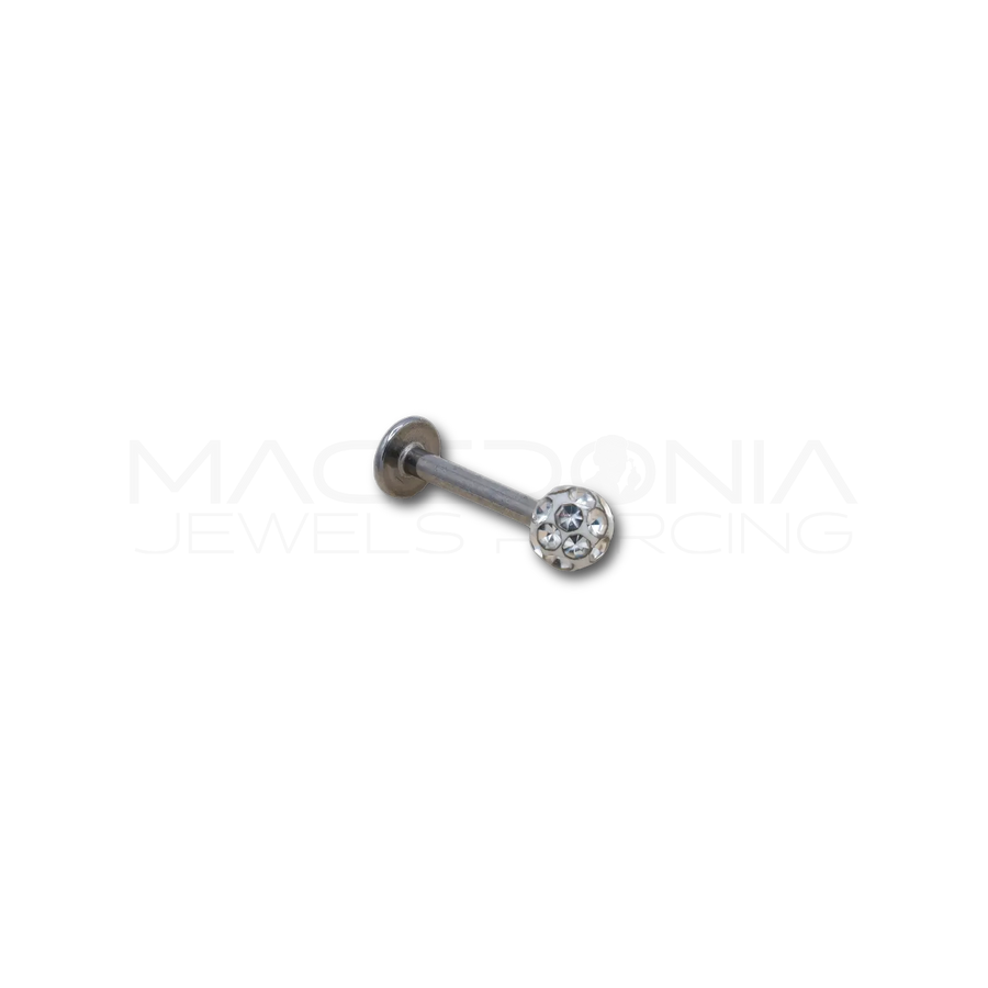 Piercing con Pallina Glitterata 3mm in Acciaio Chirurgico 316L