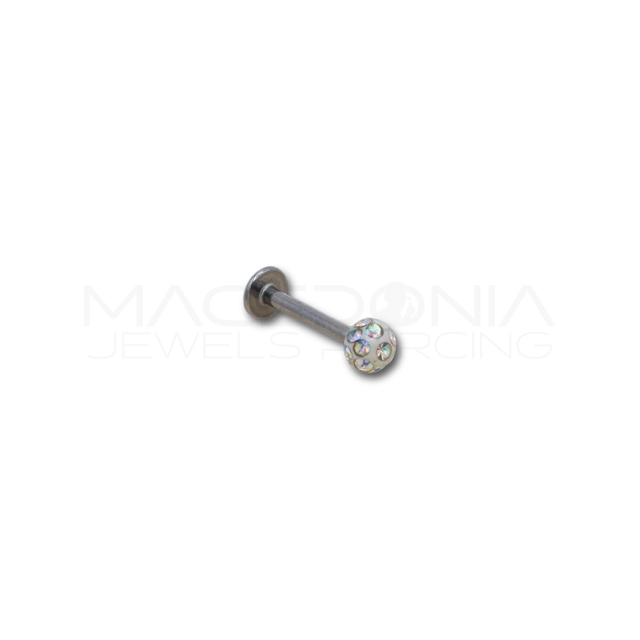 Piercing con Pallina Glitterata 3mm in Acciaio Chirurgico 316L