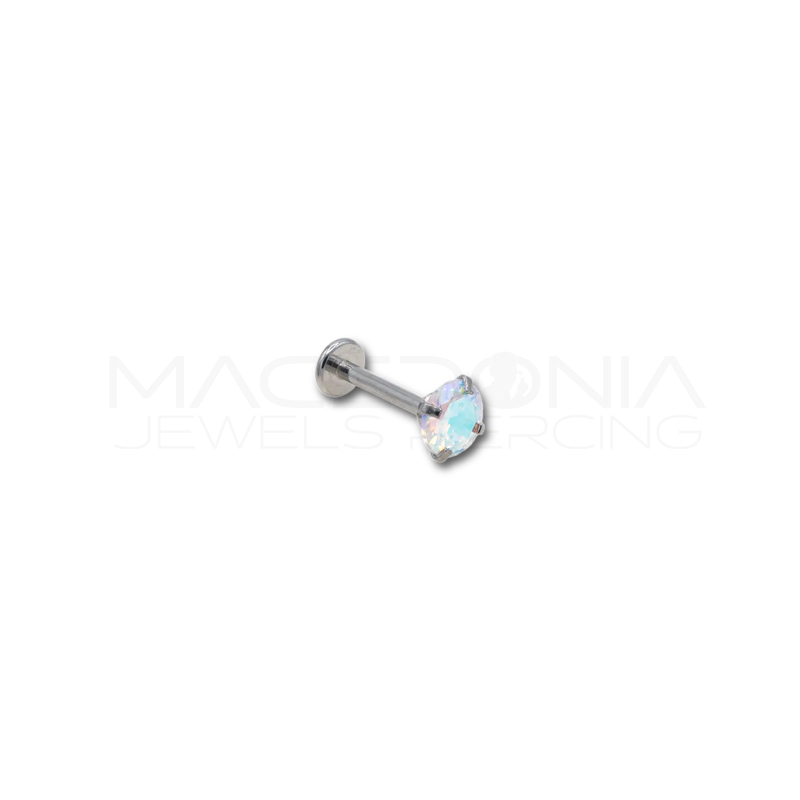 Labret con zircone da 4mm in acciaio chirurgico 316L