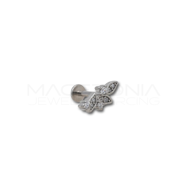 Piercing Helix Floreale in Acciaio Chirurgico con Zirconi