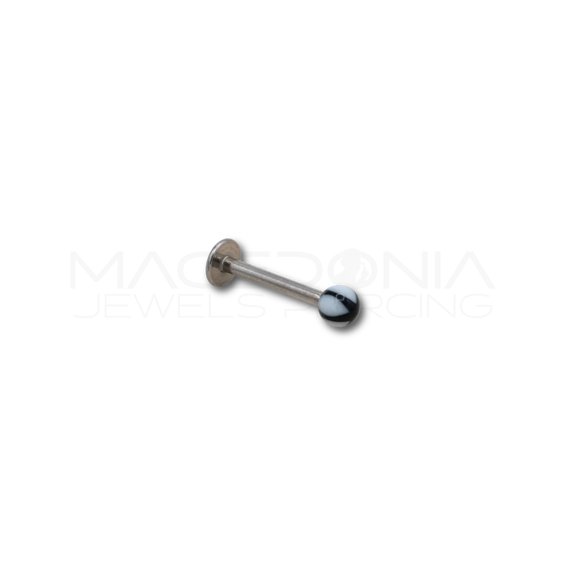 Labret con pallina bianca e nera