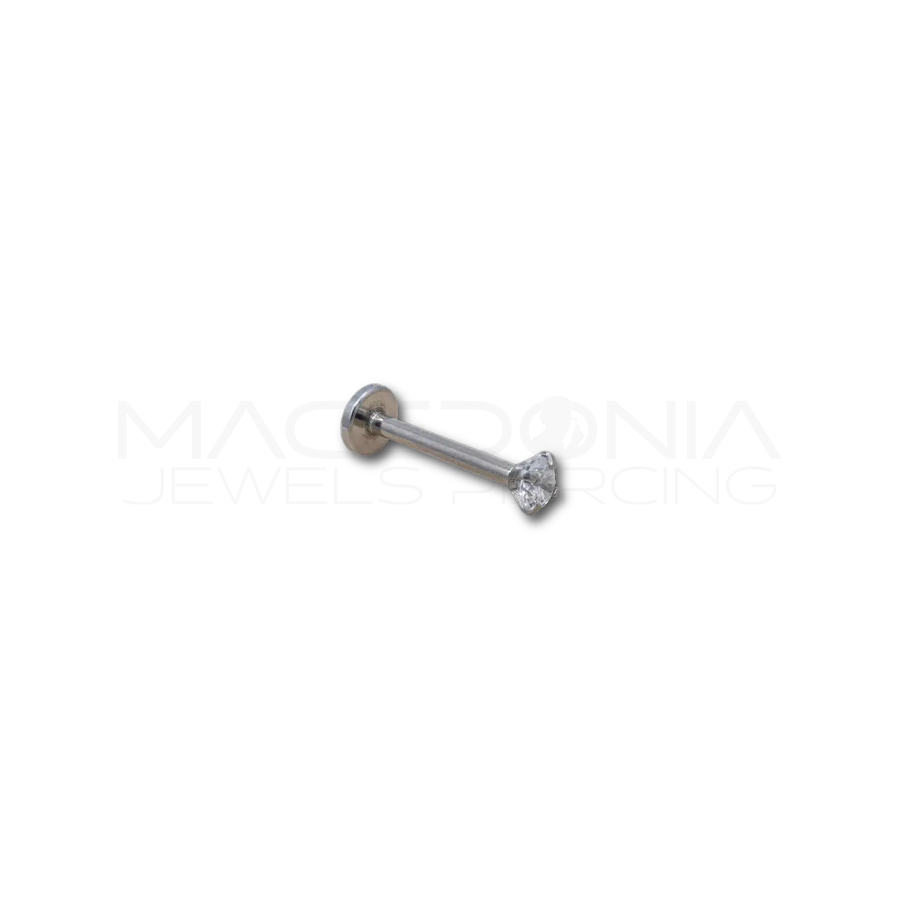 Labret con zircone in acciaio chirurgico 316L 2.5mm