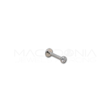 Barretta con piattello e zircone in acciaio chirurgico 316L