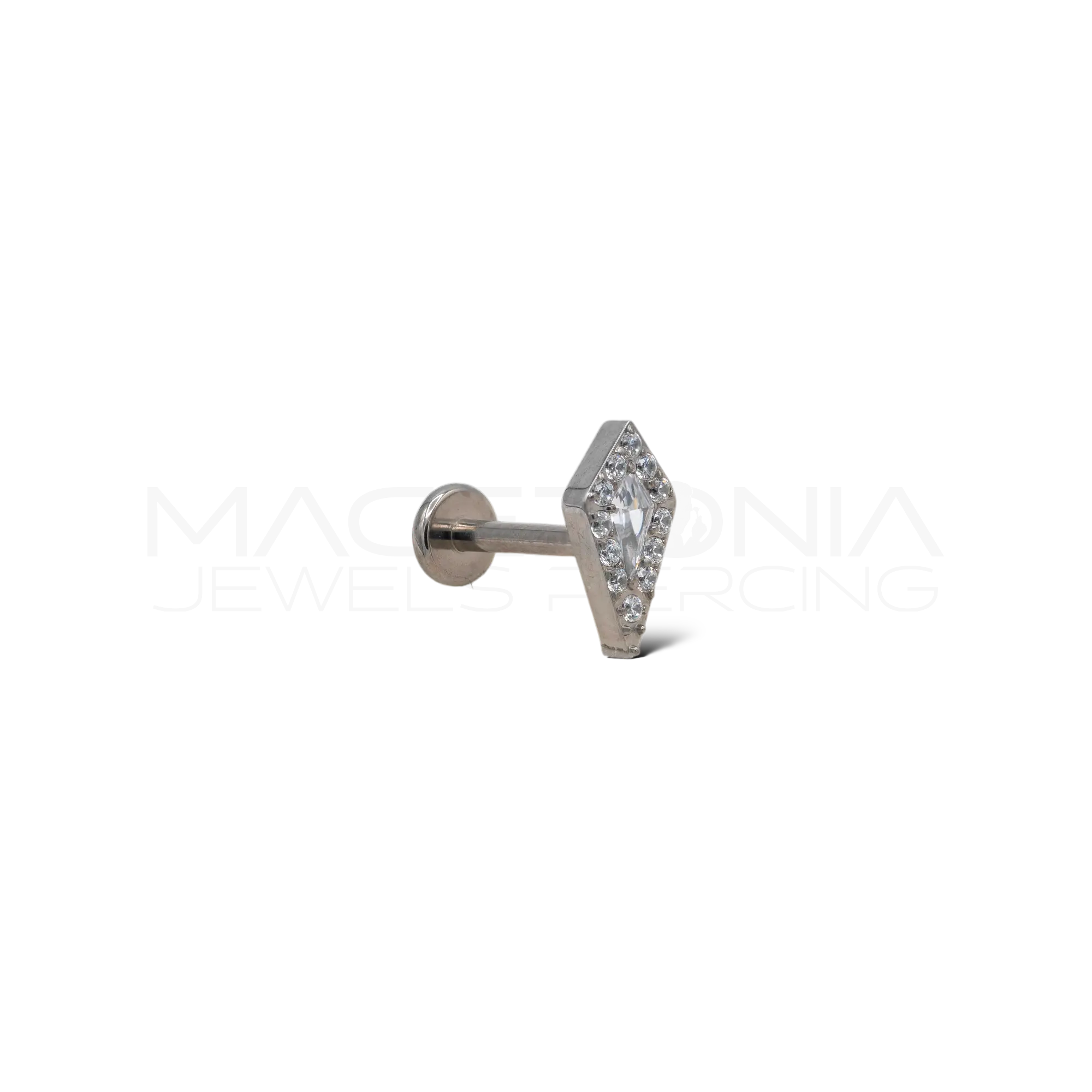 LABRET A FORMA DI ROMBO CON ZIRCONI IN TITANIO