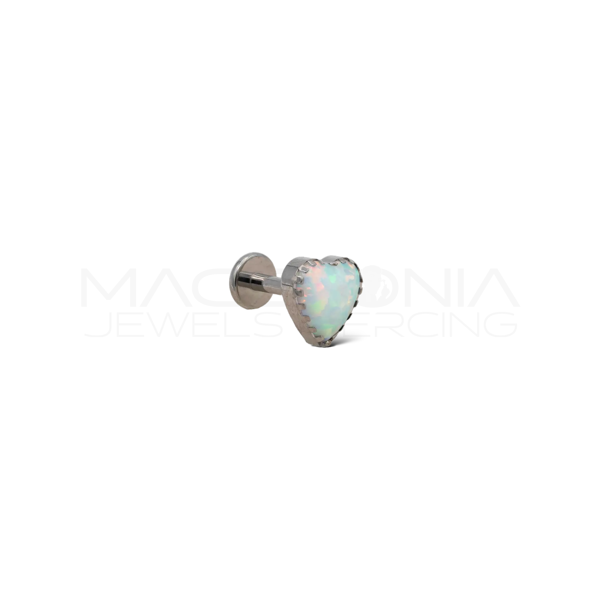 LABRET A CUORE CON OPALE IN TITANIO