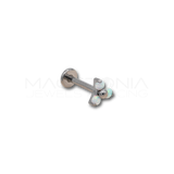 Piercing labbro in titanio F136 con zirconi aurora boreale tondi