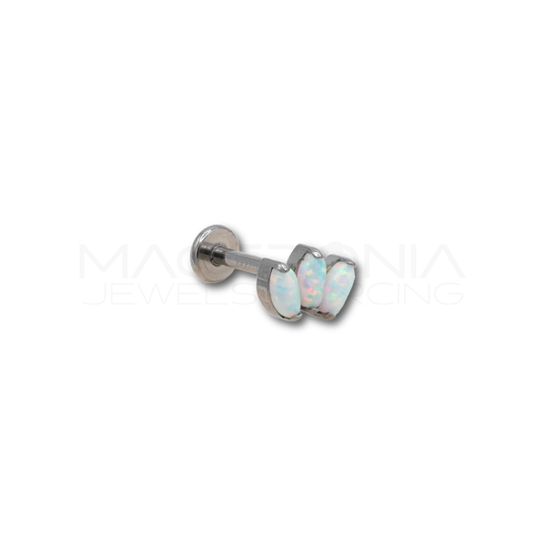 Piercing in titanio F136 con 3 zirconi aurora boreale a forma di rombo