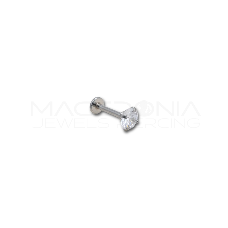 Labret con zircone da 4mm in acciaio chirurgico 316L