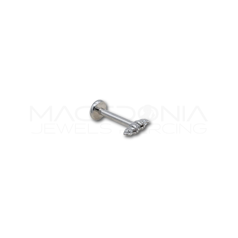 Piercing in Acciaio Chirurgico con Tre Zirconi