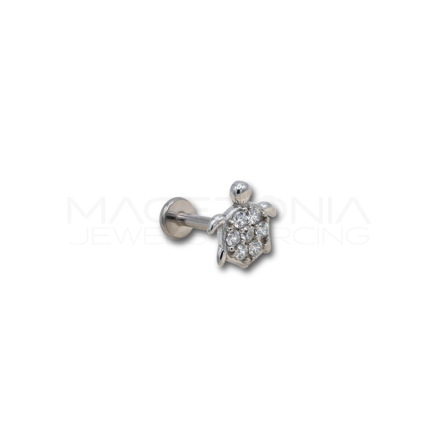 Piercing a Tartaruga in Acciaio Chirurgico 316L con Zirconi