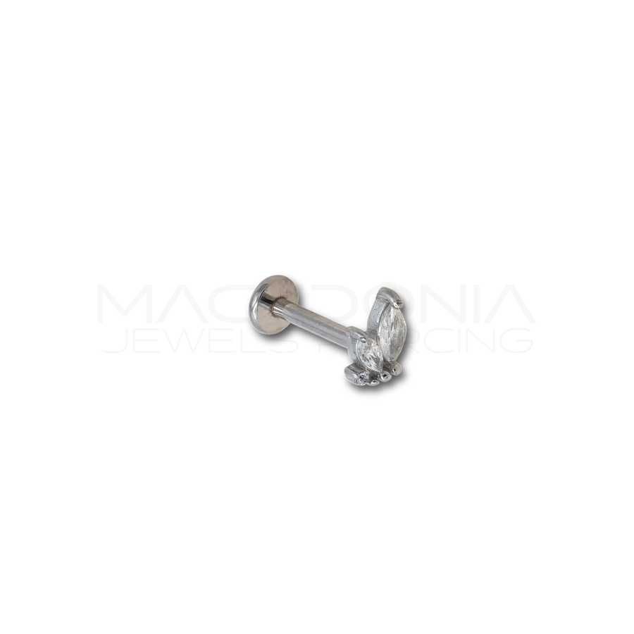 Piercing Fiamma con Zirconi in Acciaio Chirurgico 316L