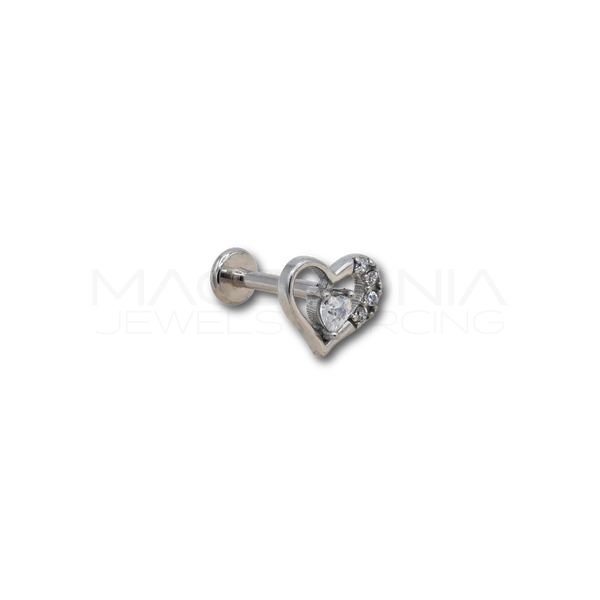 Piercing a Cuore in Acciaio Chirurgico con Zirconi