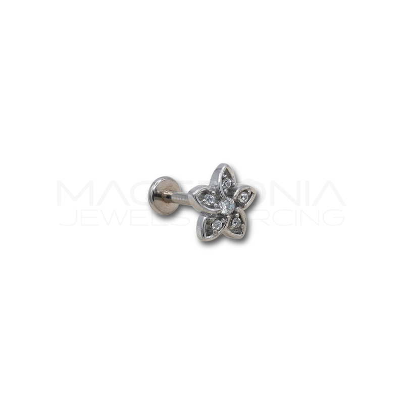 Piercing Floreale in Acciaio Chirurgico con Zirconi