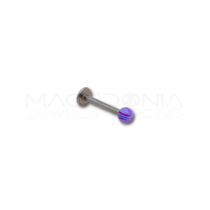 Piercing con Pallina a Righe 3mm in Acciaio Chirurgico 316L