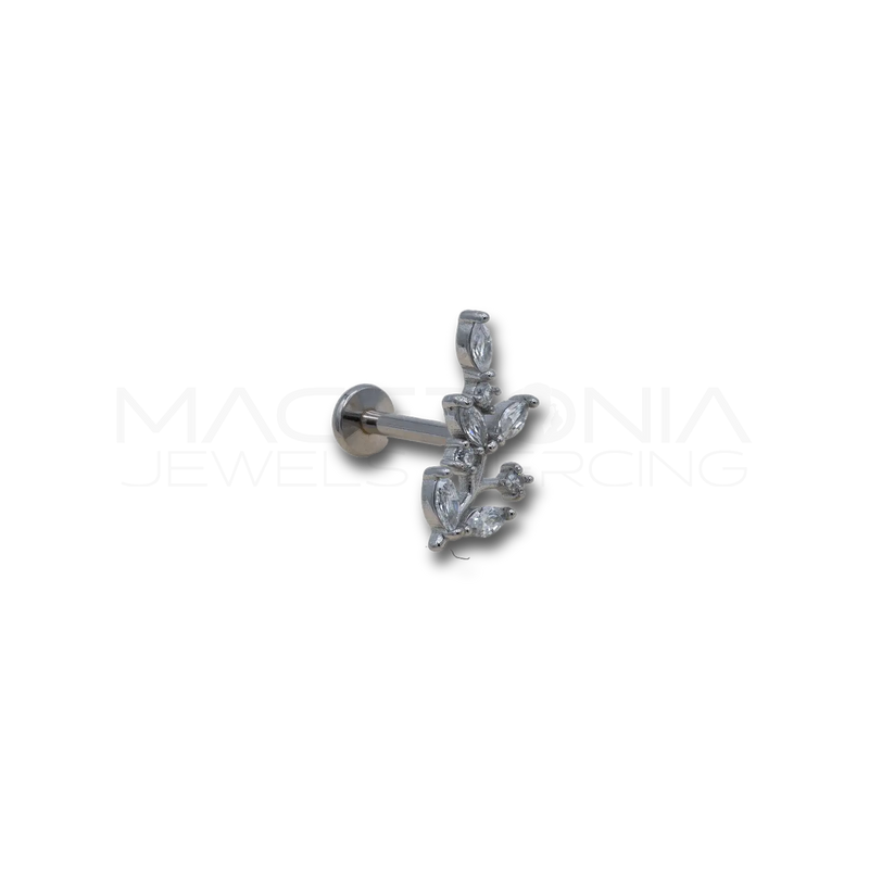 Piercing Ramo con Zirconi in Acciaio Chirurgico 316L