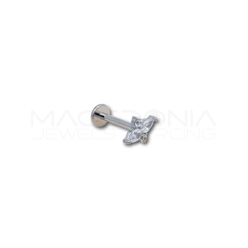 Piercing a Fiore in Acciaio Chirurgico con Zirconi