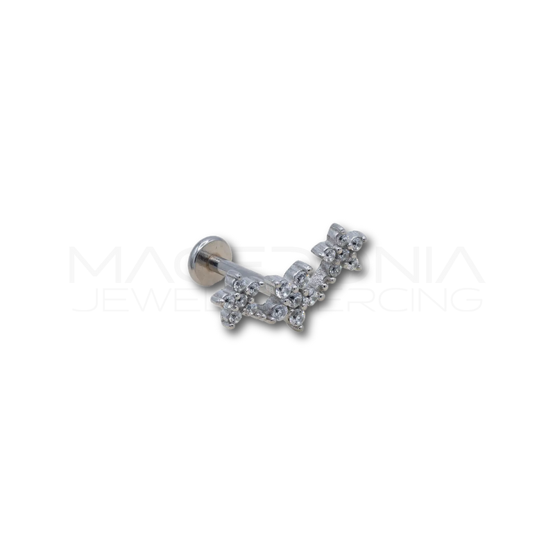 Piercing a Tre Fiori in Acciaio Chirurgico con Zirconi