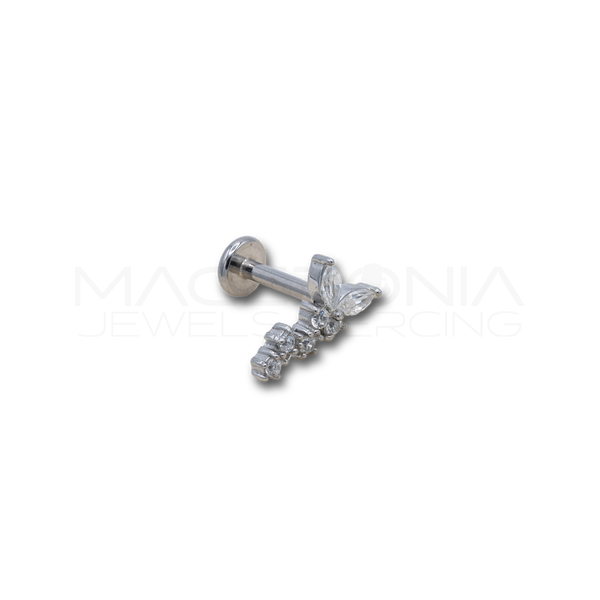 Piercing Semifoglia con Zirconi in Acciaio Chirurgico 316L