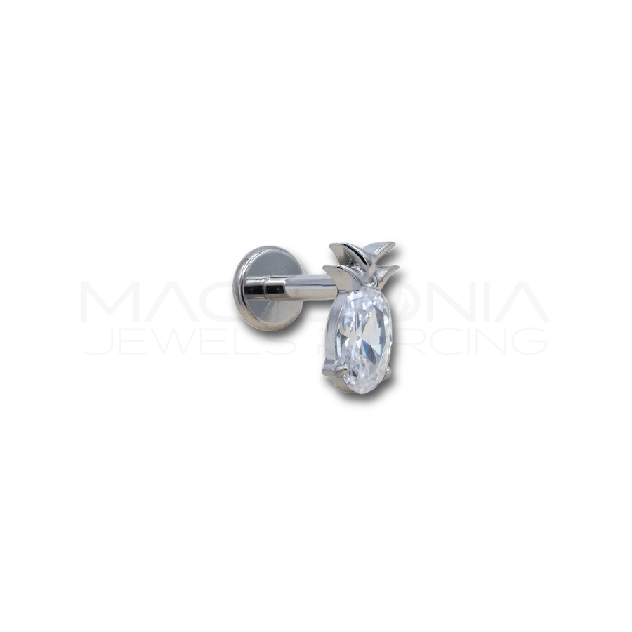 Piercing Ananas con Zircone in Acciaio Chirurgico 316L
