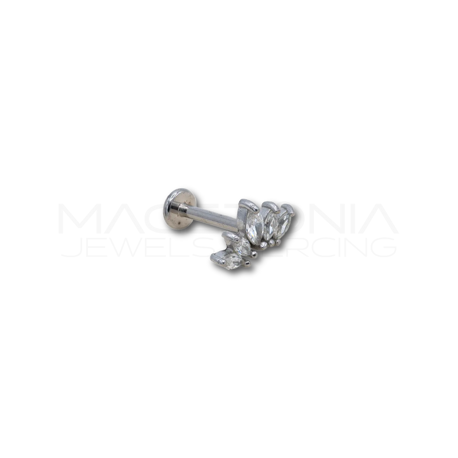 Piercing Helix a Corona Floreale in Acciaio Chirurgico con Zirconi