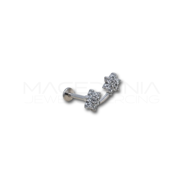Piercing Doppia Stella con Zirconi in Acciaio Chirurgico 316L