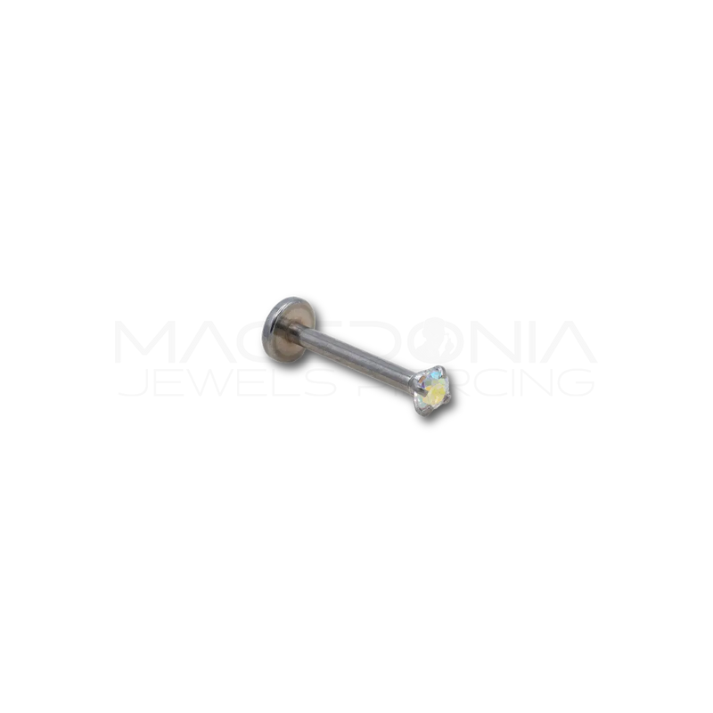 Labret con zircone in acciaio chirurgico 316L 2.5mm