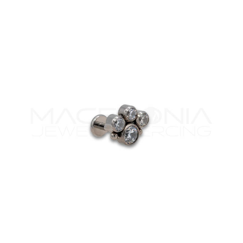 Piercing Labbro in Titanio G23 a Zampa con Zirconi