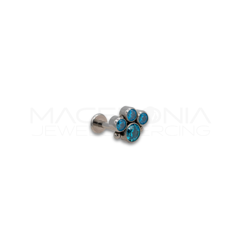 Piercing Labbro in Titanio G23 a Zampa con Zirconi