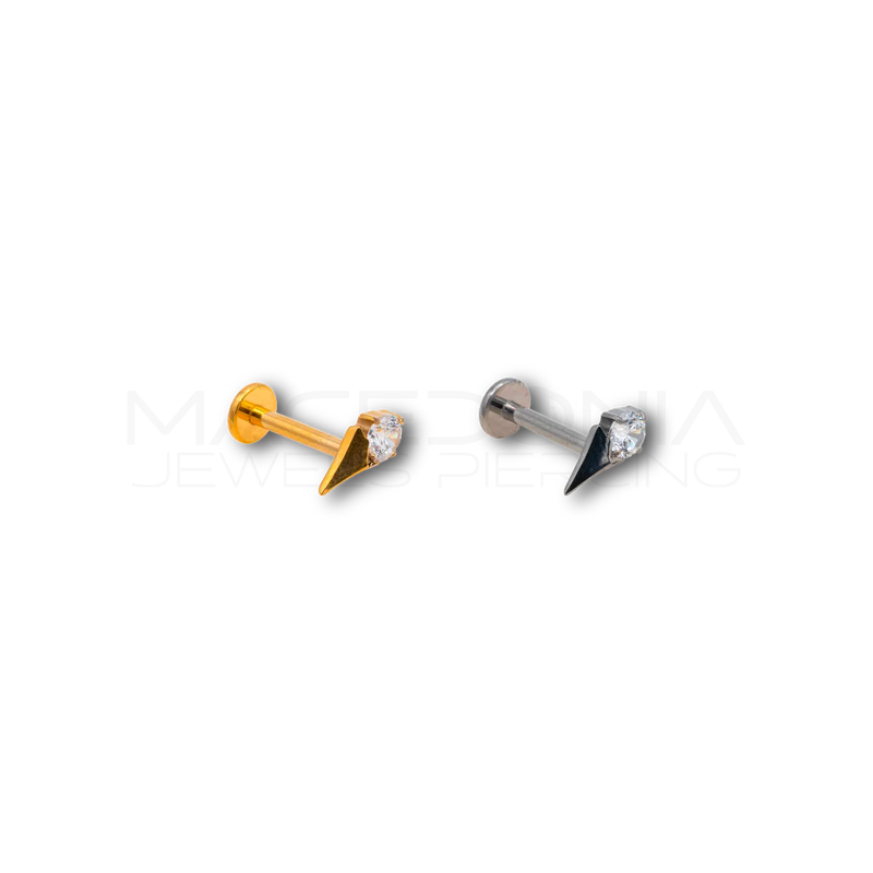Piercing in titanio F136 con zircone a punta