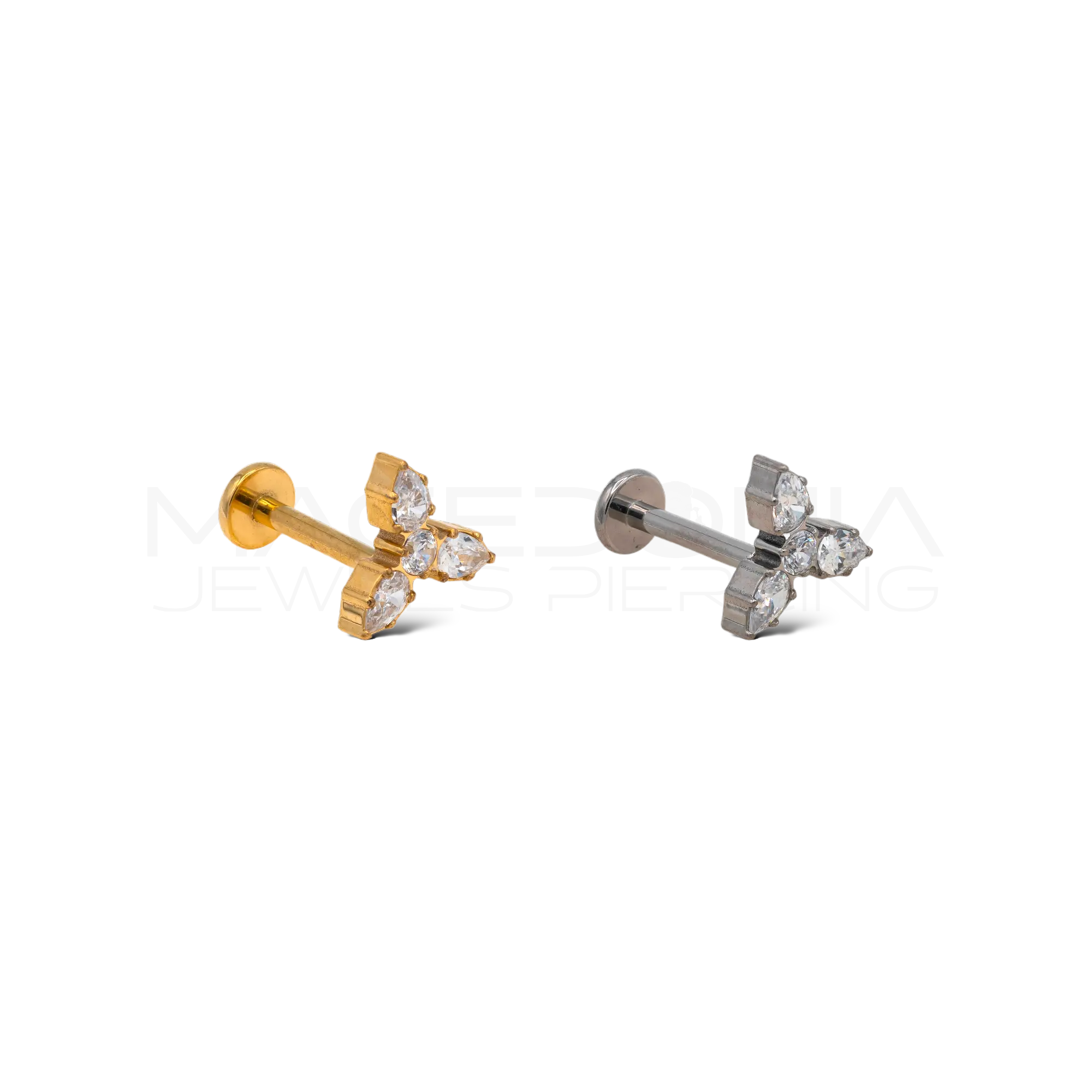 LABRET A TRIFOGLIO CON ZIRCONI IN TITANIO