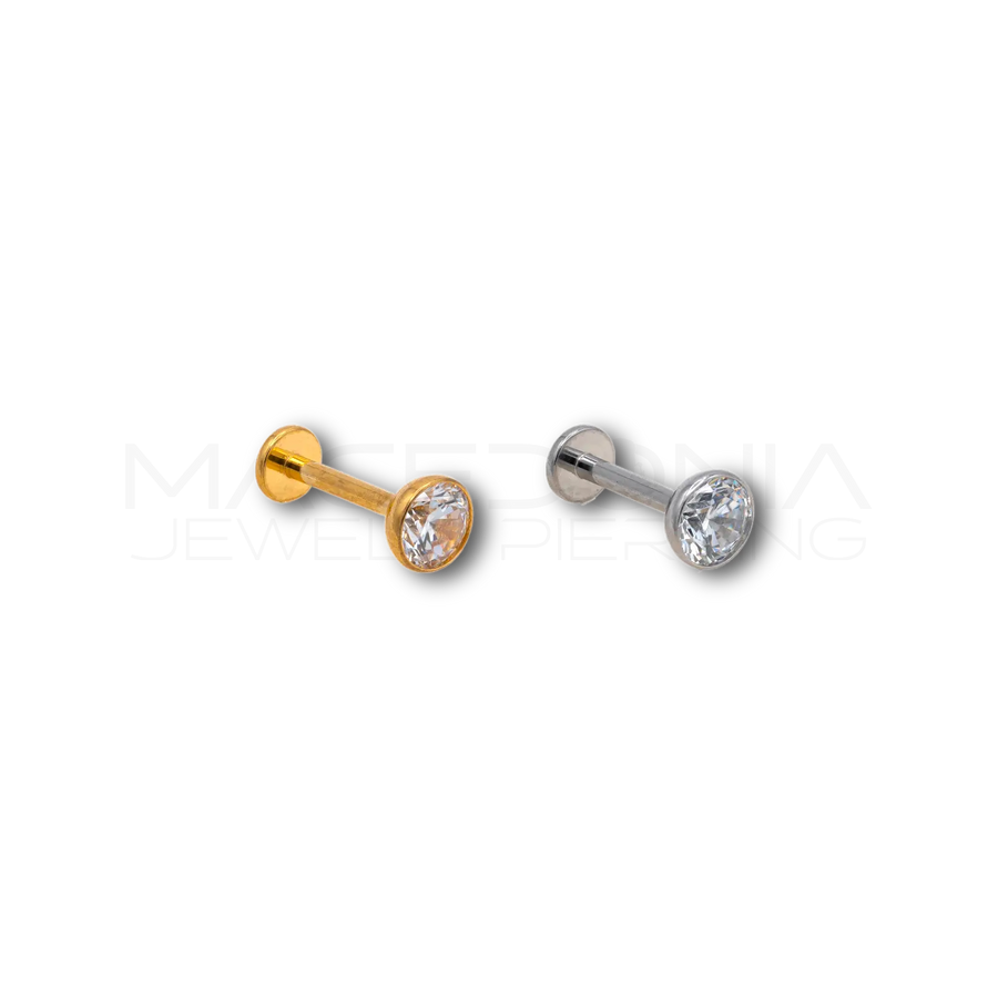 Piercing in acciaio chirurgico 316L con zircone incastonato da 5 mm
