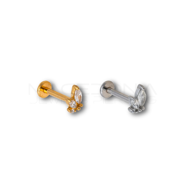 Piercing Fiamma con Zirconi in Acciaio Chirurgico 316L