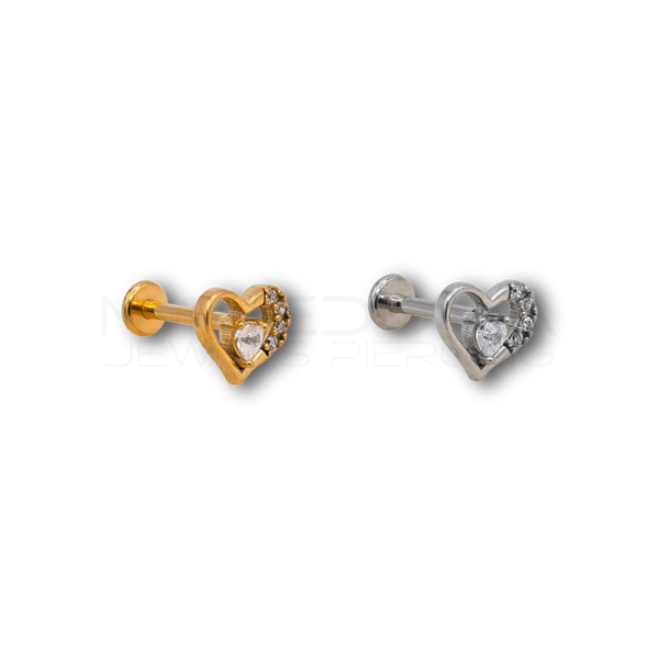 Piercing a Cuore in Acciaio Chirurgico con Zirconi