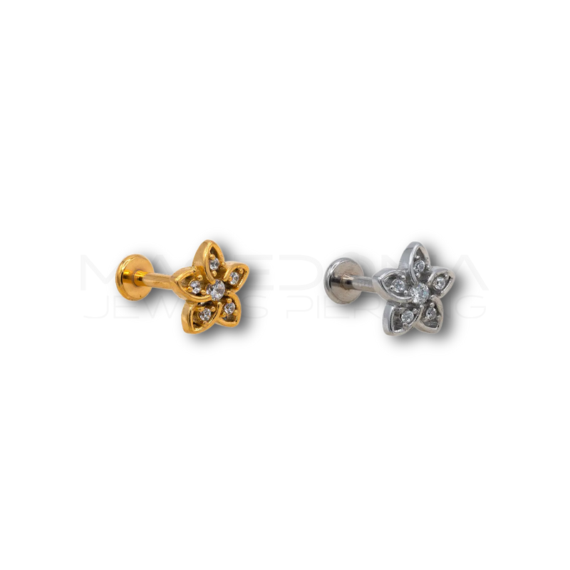 Piercing Floreale in Acciaio Chirurgico con Zirconi