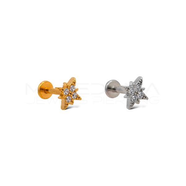 Piercing Helix a Stella in Acciaio Chirurgico con Zirconi