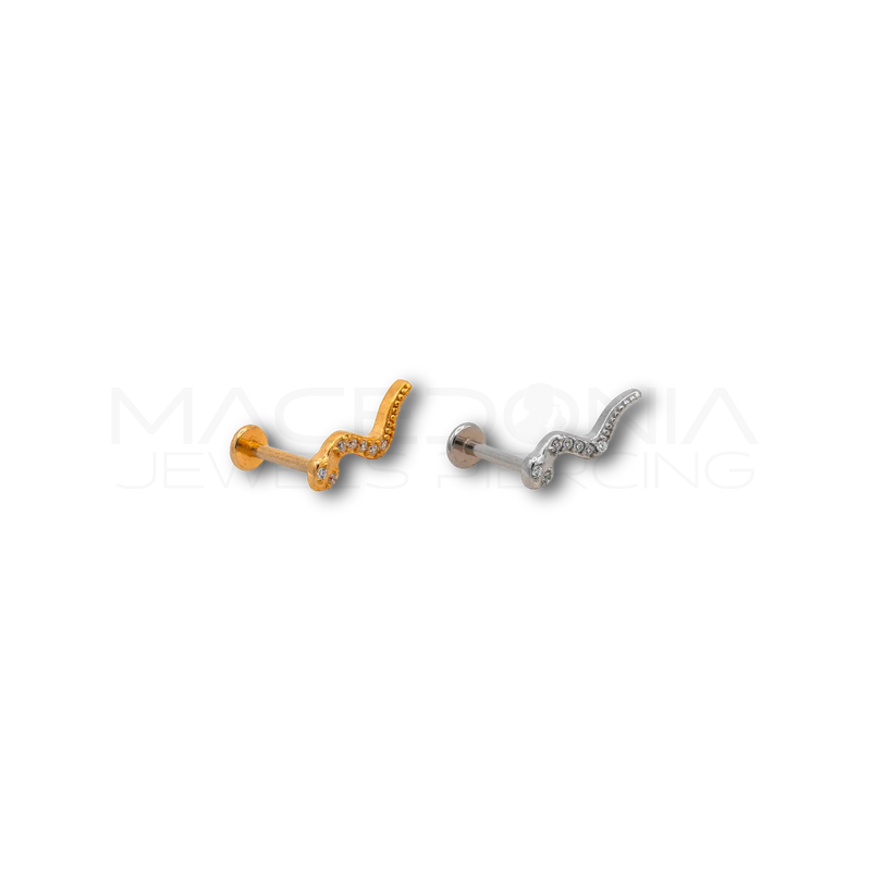 Piercing a Serpente in Acciaio Chirurgico con Zirconi