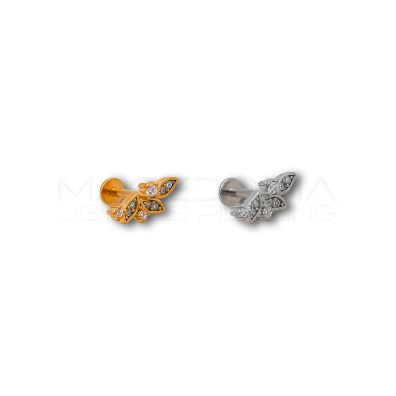 Piercing Helix Floreale in Acciaio Chirurgico con Zirconi