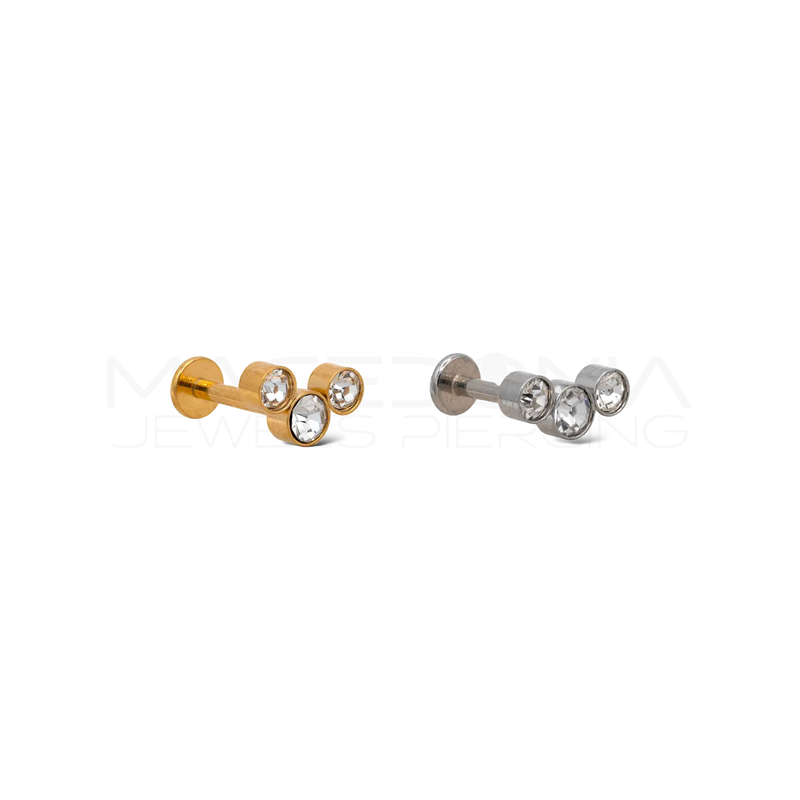 Piercing Helix in Acciaio Chirurgico con Tre Zirconi
