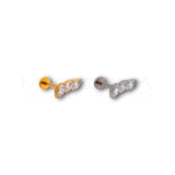 Piercing in titanio G23 (F136) con 3 zirconi a forma di rombo