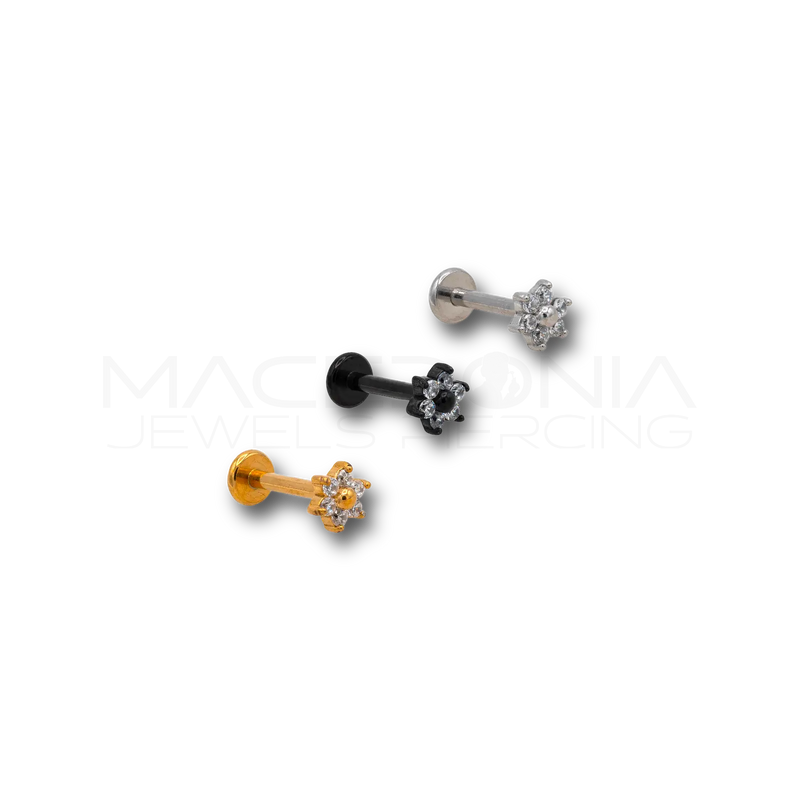 Piercing a Fiore con Zirconi  in acciaio chirurgico 316L