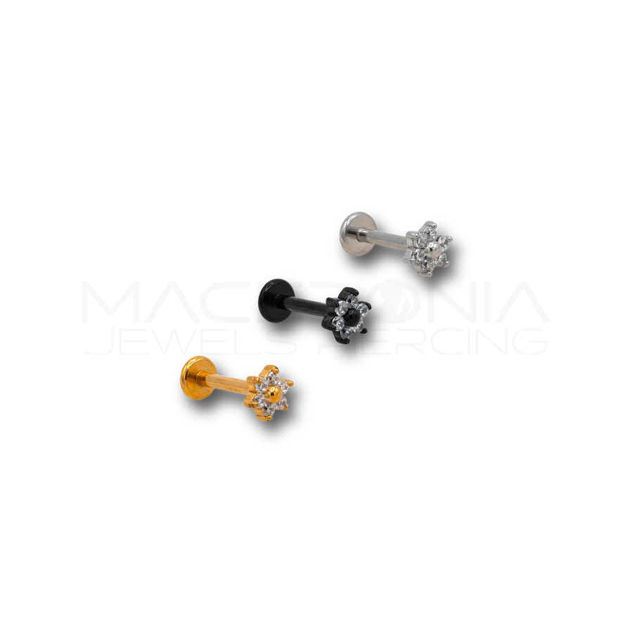 Piercing a Fiore con Zirconi  in acciaio chirurgico 316L