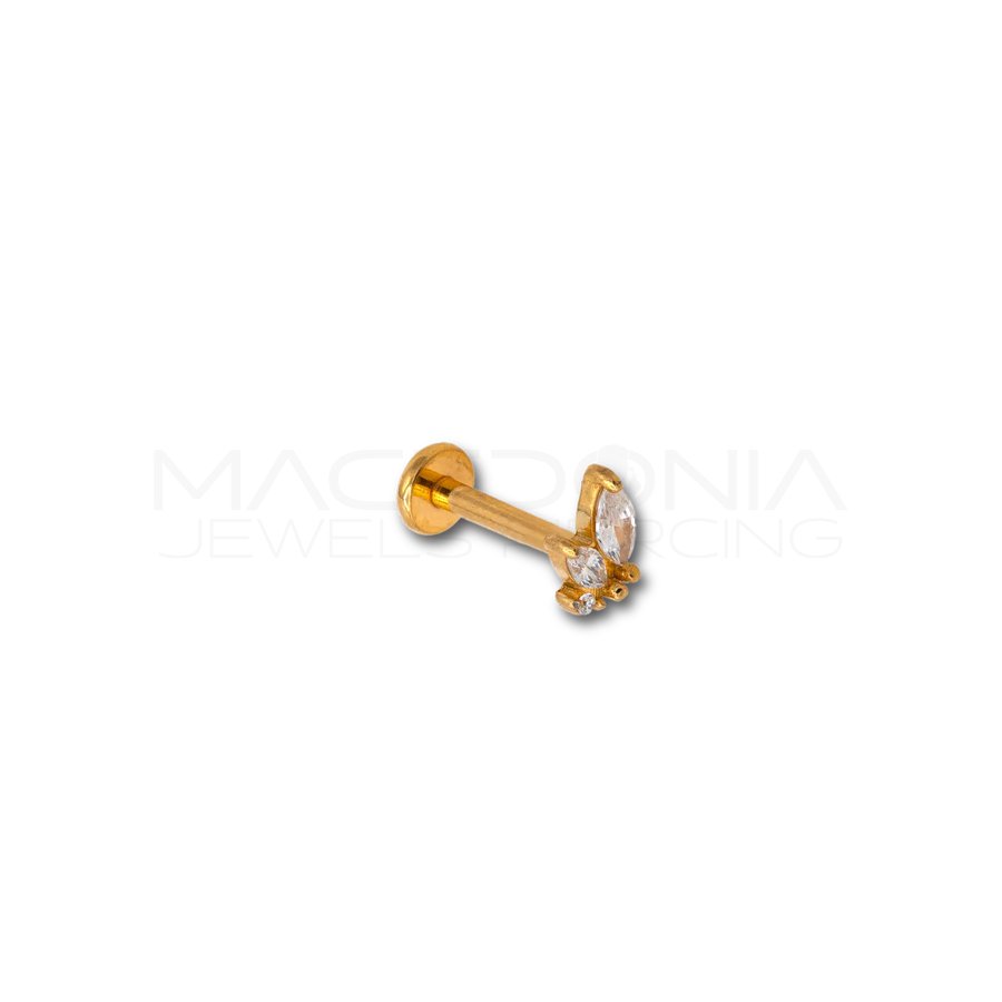 Piercing Fiamma con Zirconi in Acciaio Chirurgico 316L