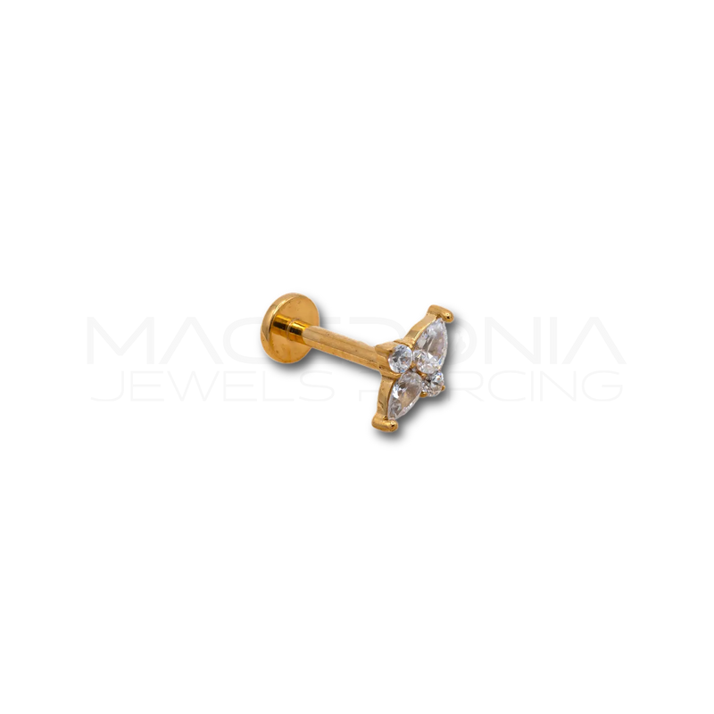 Piercing a Fiore in Acciaio Chirurgico con Zirconi