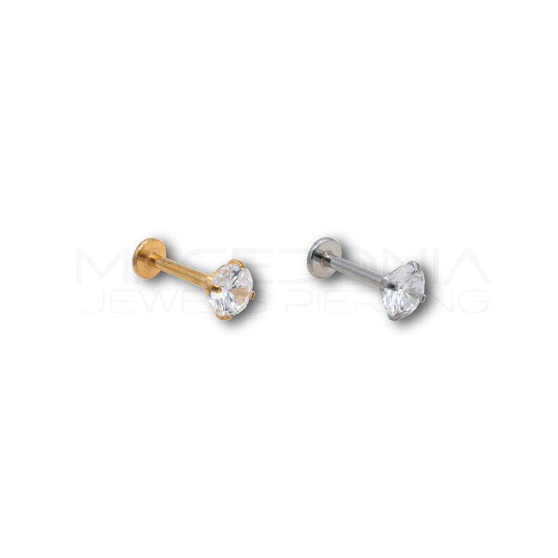 Labret con zircone 5mm in acciaio chirurgico 316L
