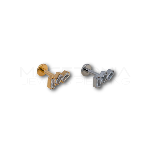 Piercing con Tre Zirconi Rettangolari in Acciaio Chirurgico 316L