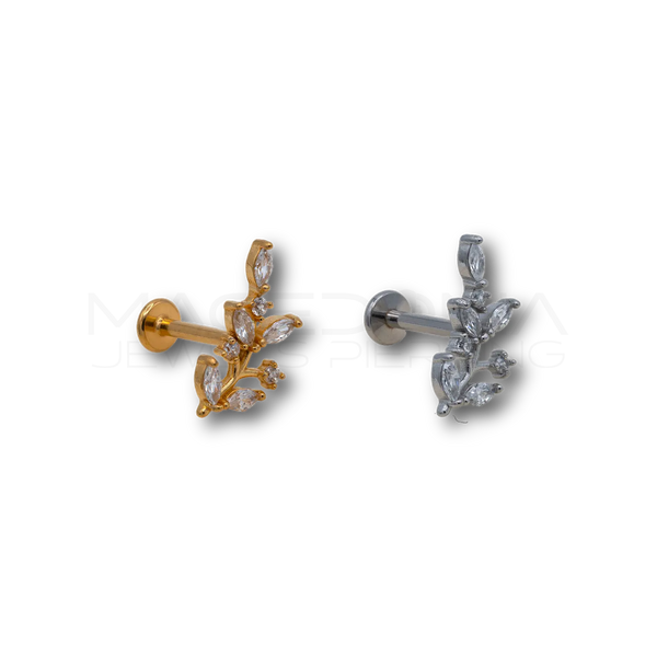 Piercing Ramo con Zirconi in Acciaio Chirurgico 316L