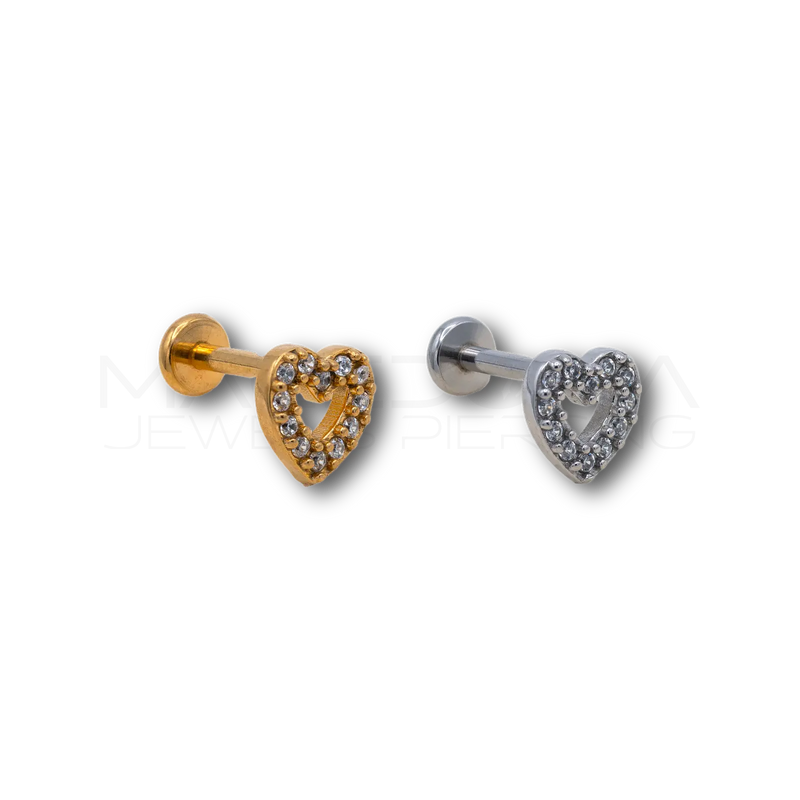 Piercing Cuore di Zirconi in Acciaio Chirurgico 316L