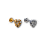 Piercing Cuore di Zirconi in Acciaio Chirurgico 316L