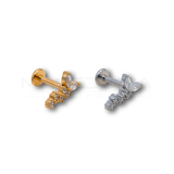 Piercing Semifoglia con Zirconi in Acciaio Chirurgico 316L